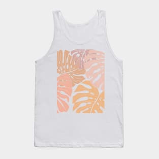 Abstract Patel Pink Colors Monstera Leaves 6 Tank Top